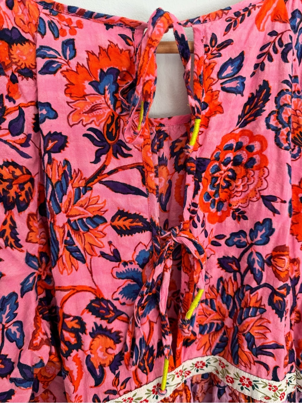 By Anthropologie Robin Tiered Mini Dress Pink Floral Size M - Picture 7 of 7